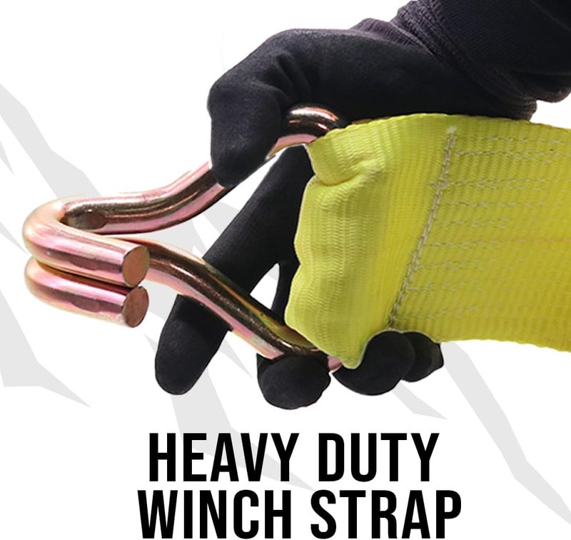 BoxerTool (2 Pack) 4" x 30' Heavy Duty Tie Down w/Twin J Hooks - DOT Compliant - Cargo Control for Flatbed Trucks, Utility Trailer - Image 3